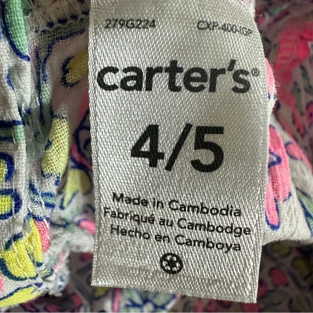 Carter’s Floral Pink and Yellow Girl’s Shirt Sz 4/5